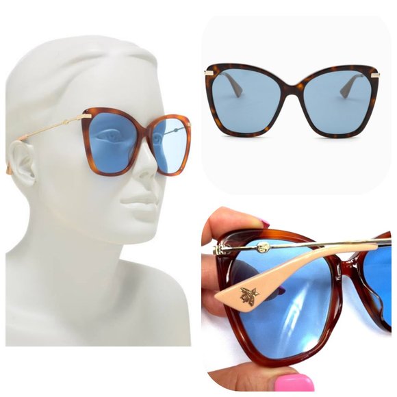 NWT Auc Gucci Blue Butterfly Sunglasses - Picture 1 of 13
